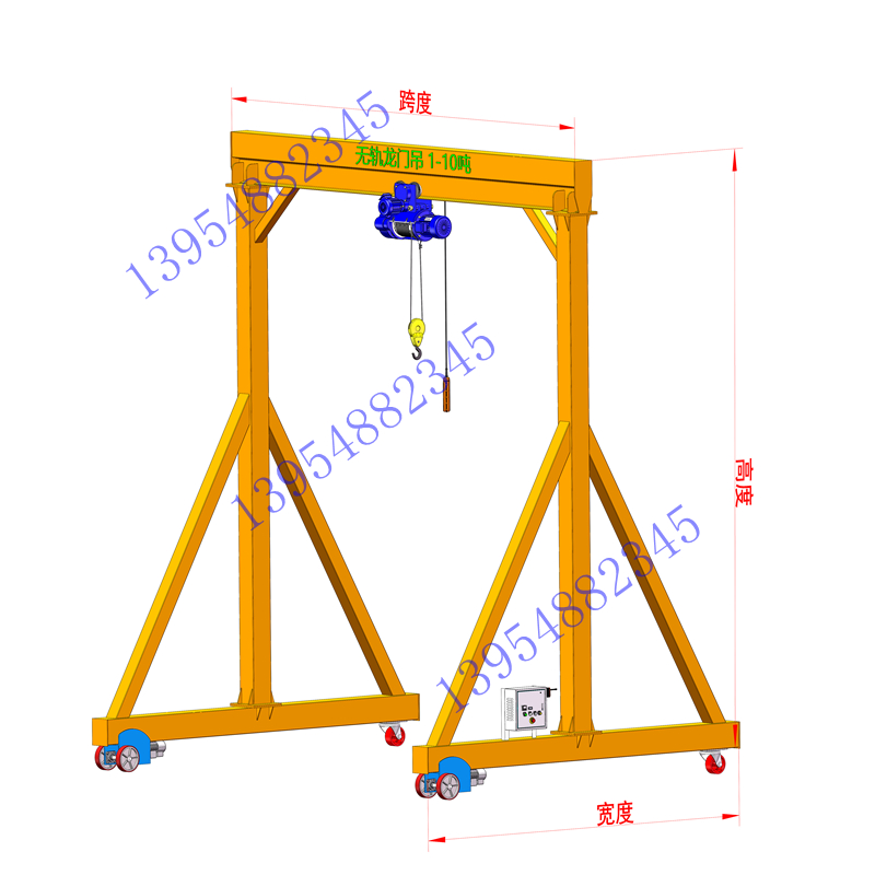 无轨万向龙门吊 小型电动龙门架 轮胎液压升降起重机44.jpg